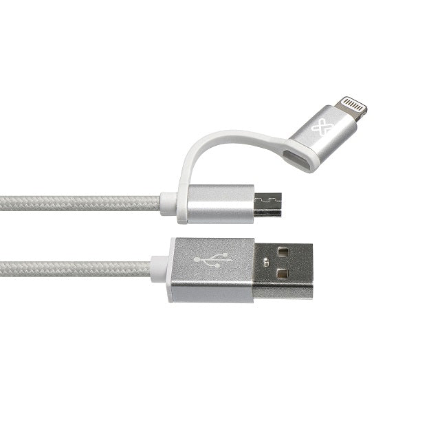 Cable 2 en 1 con conector Lightning y Micro USB